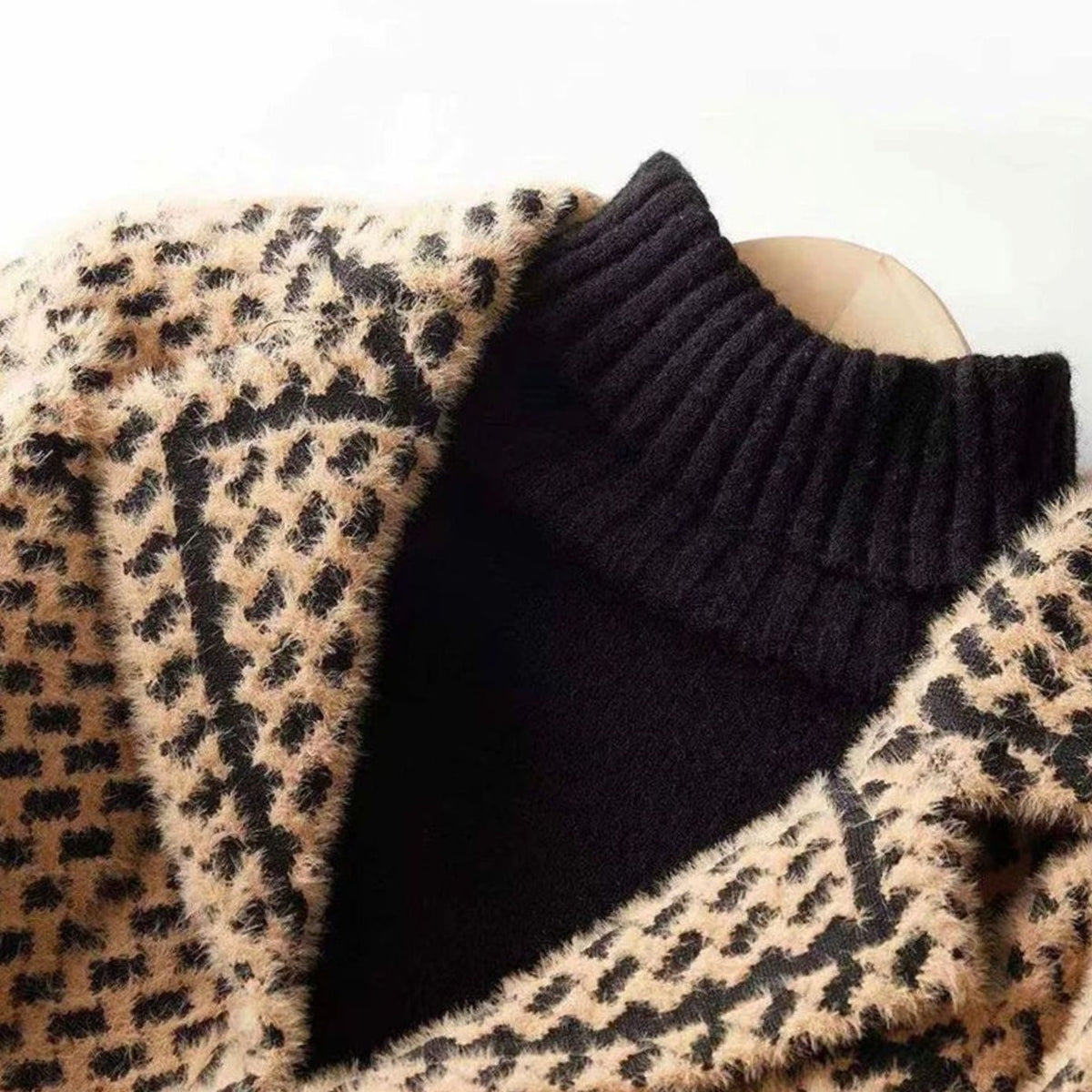 Chaqueta de punto para mujer, de lana y cachemira con estampado de pata de gallo y botones