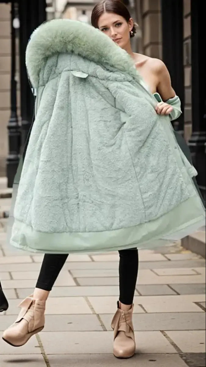Parka de invierno impermeable para mujer, con capucha, ribete de pelo sintético y aislamiento térmico