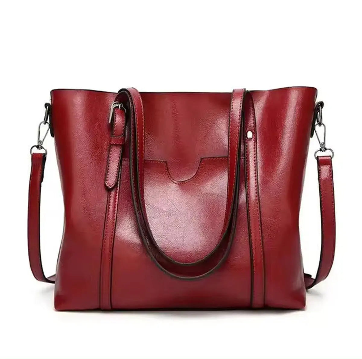 Bolso grande de hombro de piel sintética, convertible en bandolera, para mujer