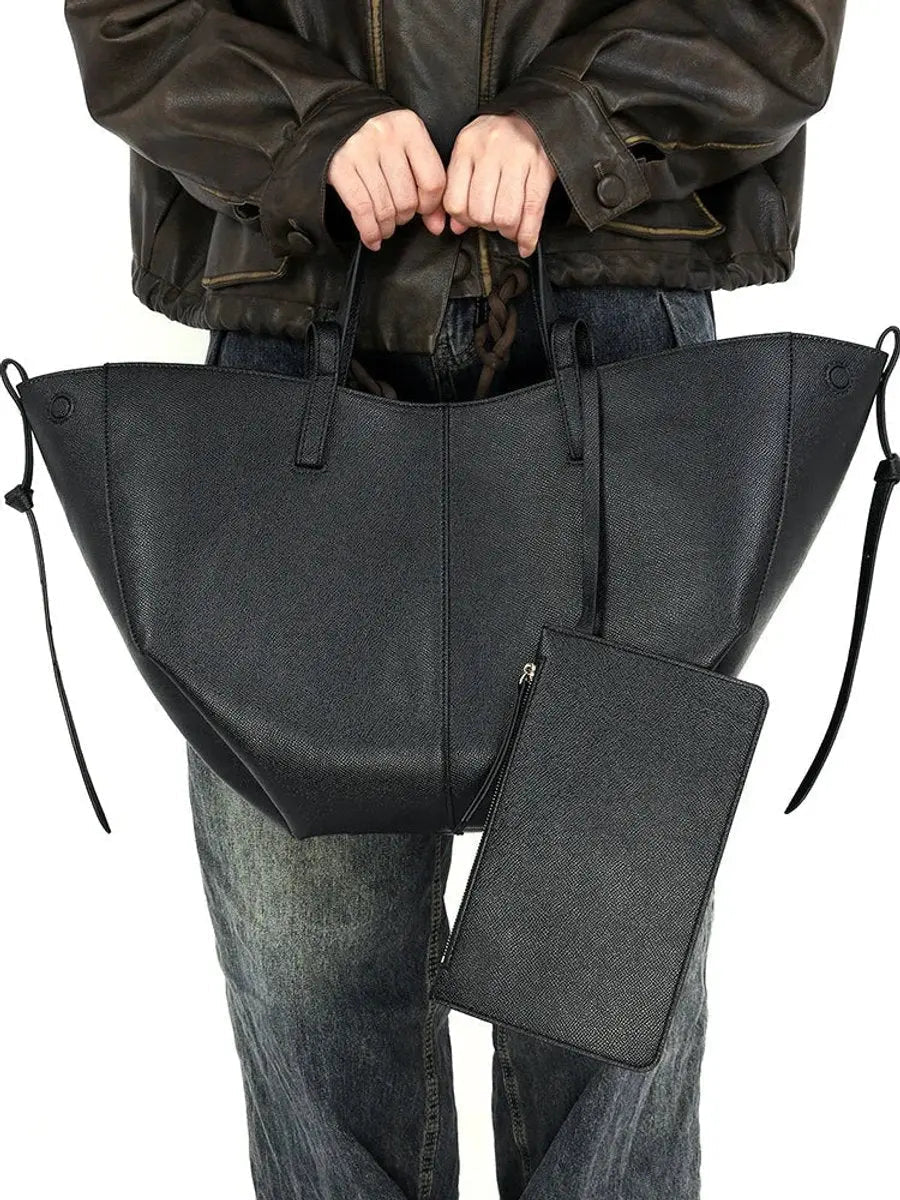 Bolso tote grande de hombro de piel sintética vintage para mujer