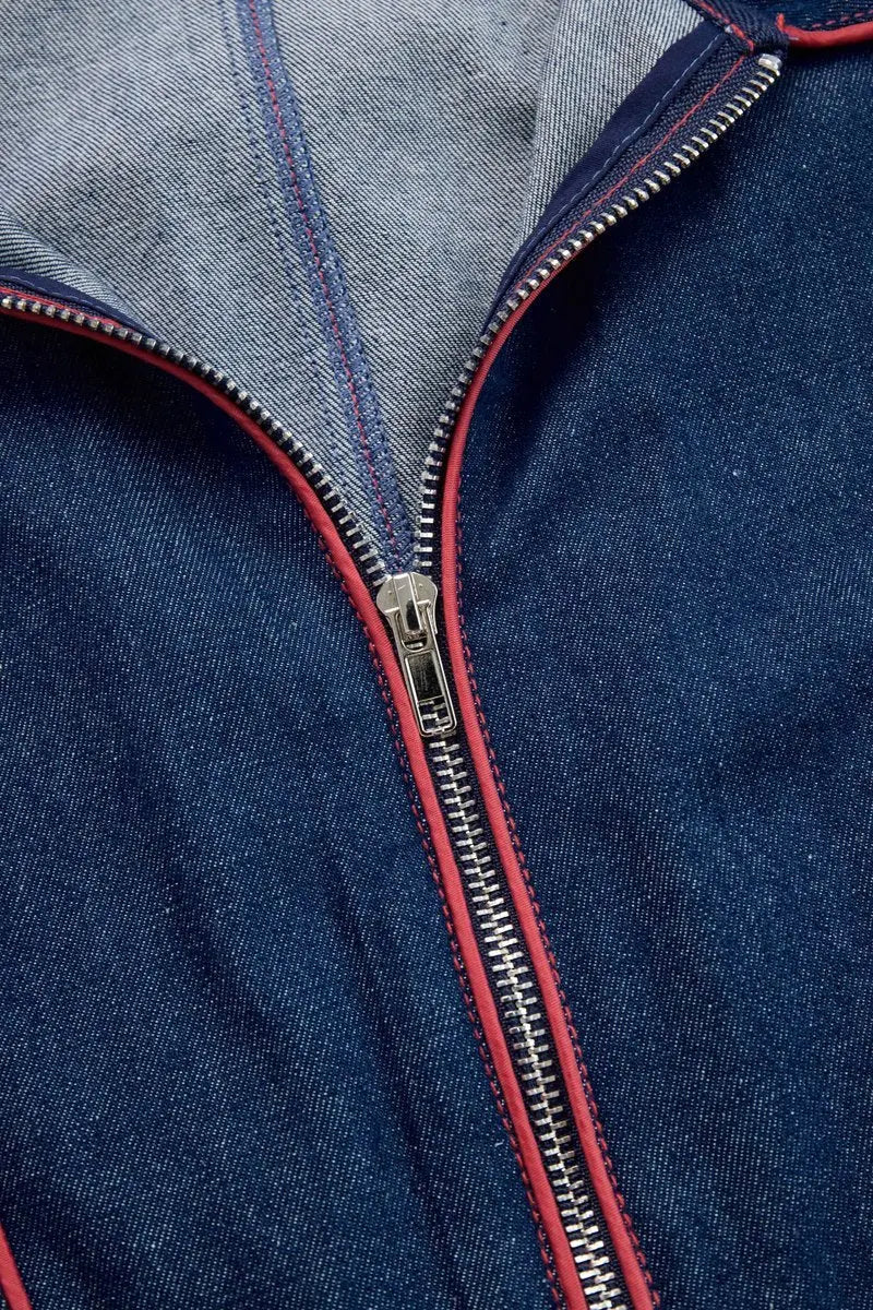 Mono de pantalón ancho con cremallera frontal y manga larga para mujer