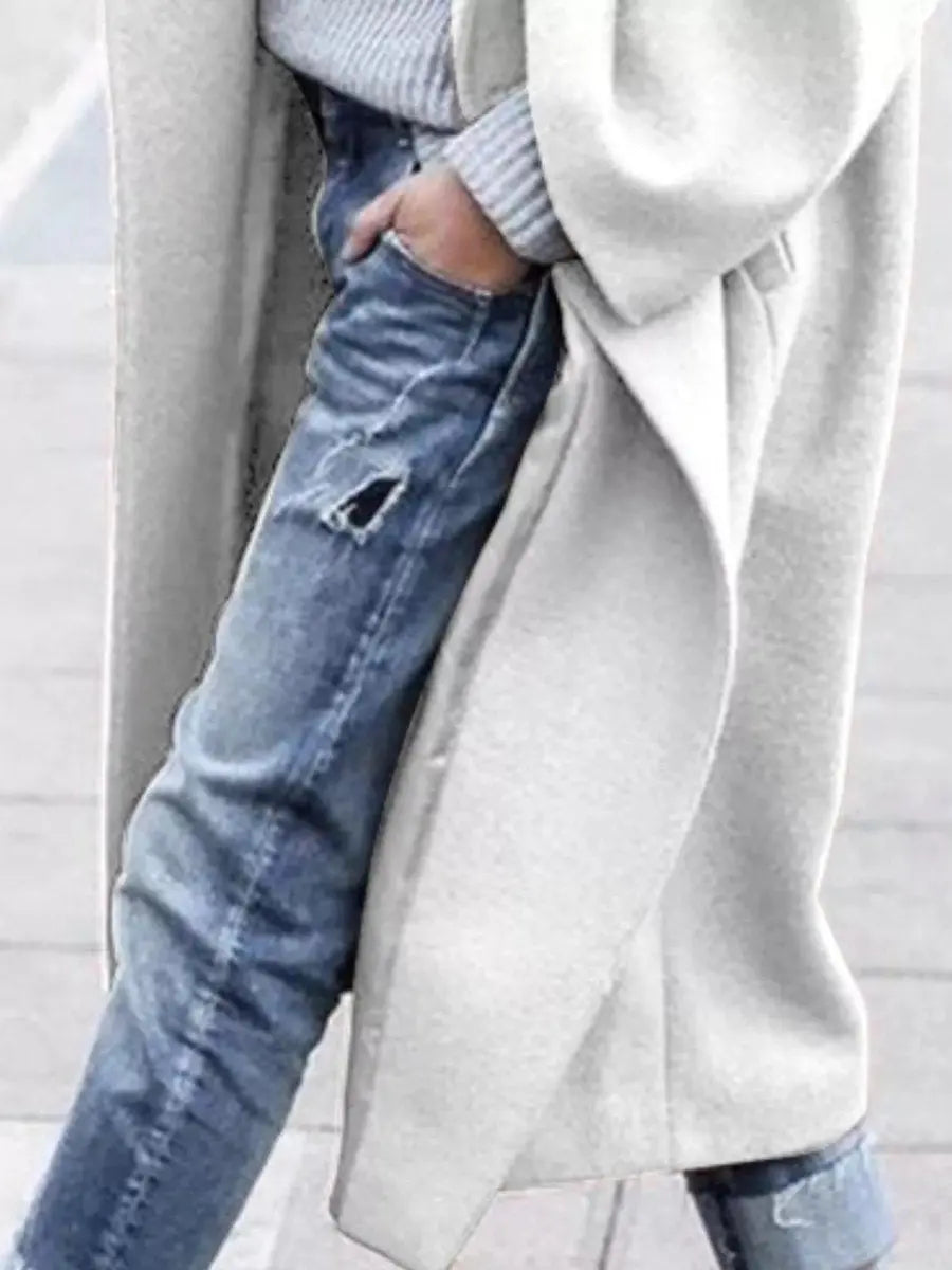Abrigo largo extragrande de invierno para mujer, efecto lana
