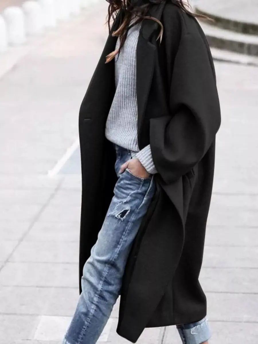 Abrigo largo extragrande de invierno para mujer, efecto lana