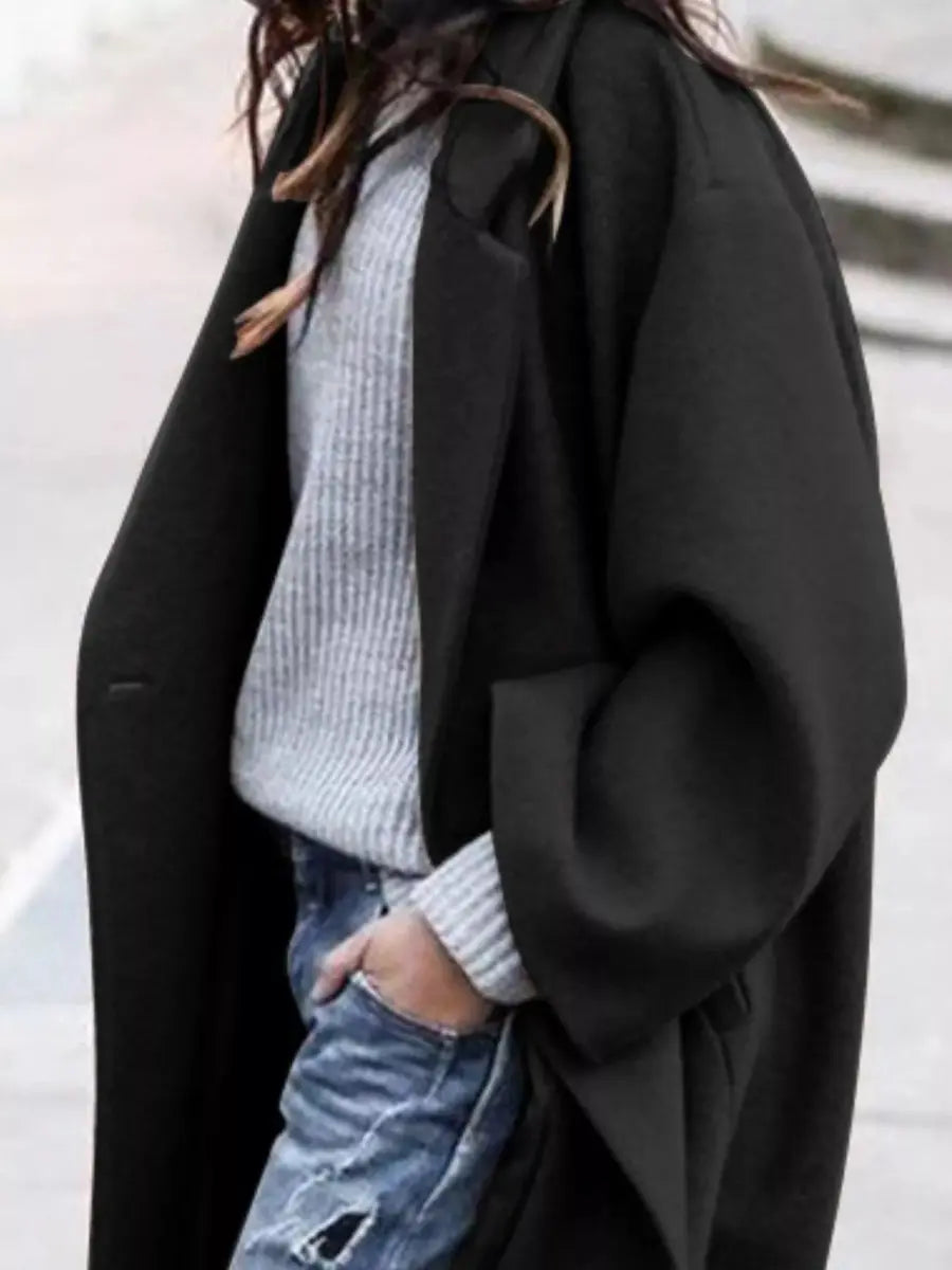 Abrigo largo extragrande de invierno para mujer, efecto lana