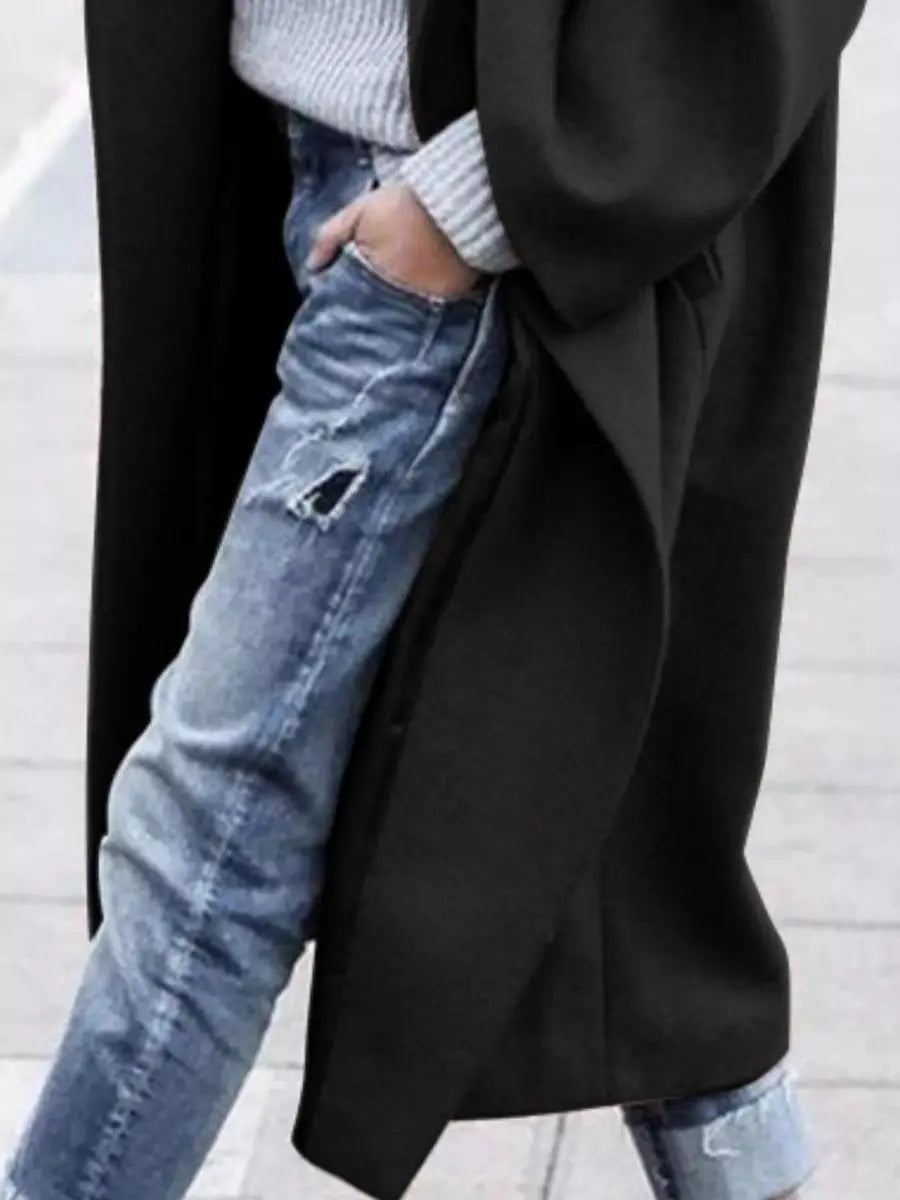 Abrigo largo extragrande de invierno para mujer, efecto lana