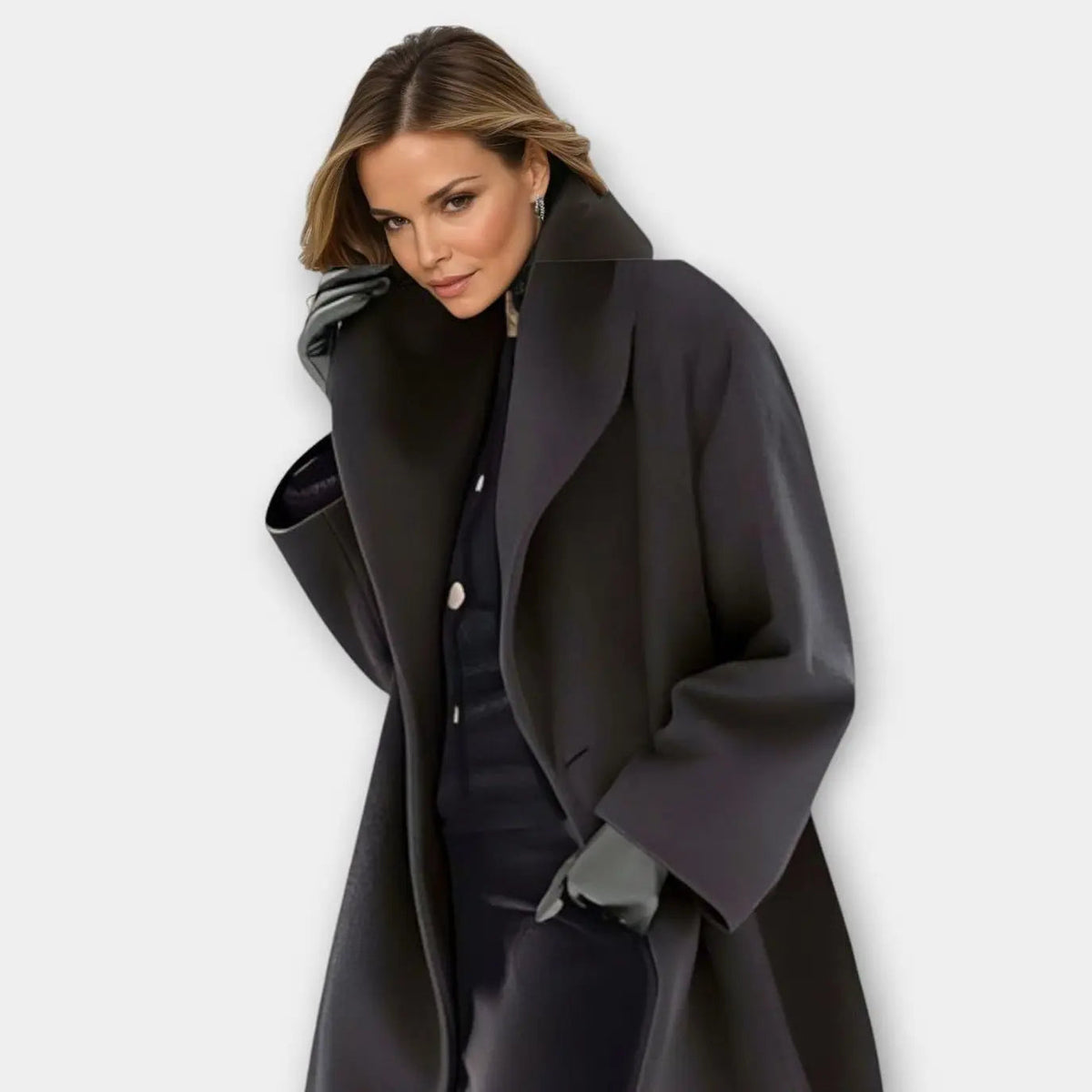 Abrigo de invierno extragrande y largo para mujer, con cuello ancho
