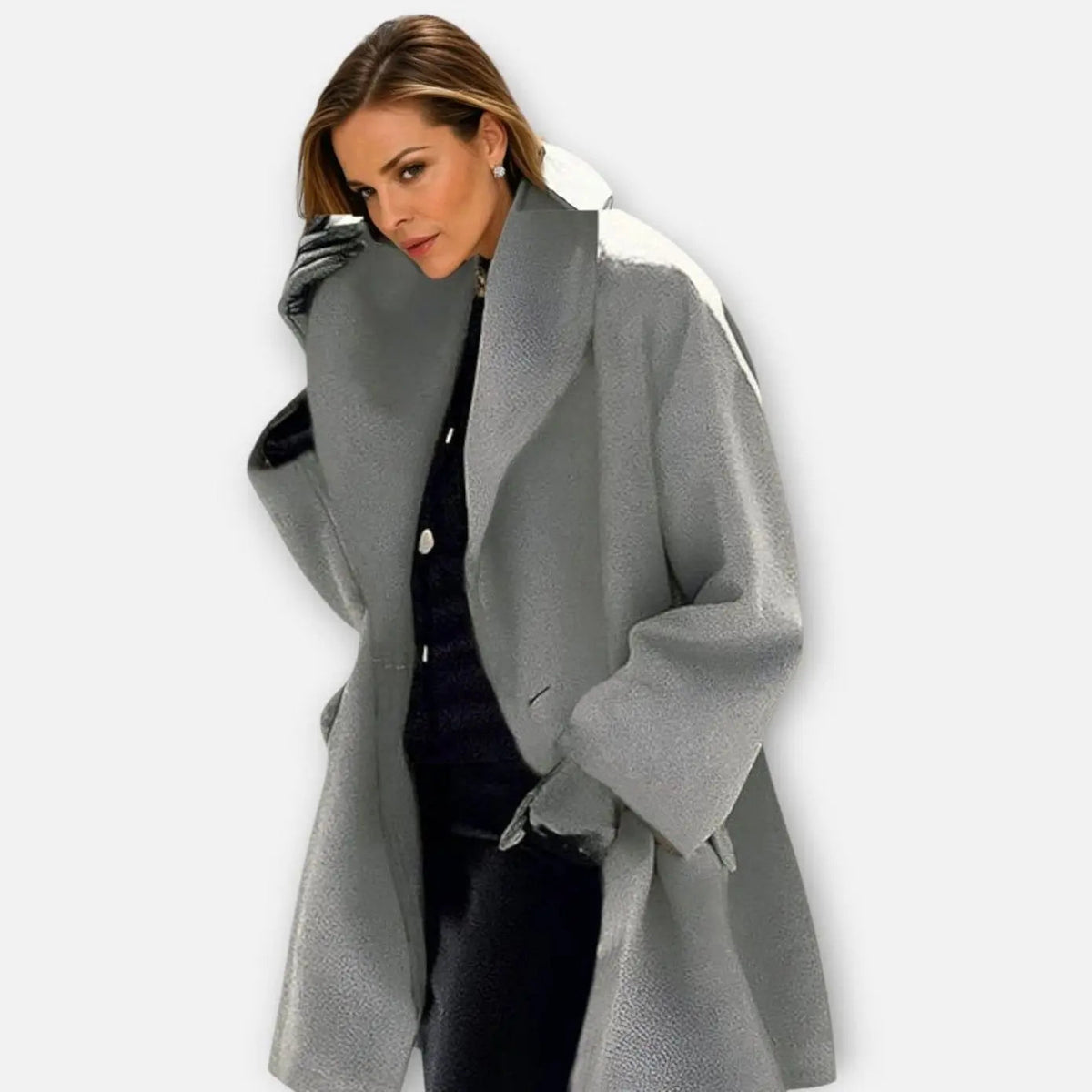 Abrigo de invierno extragrande y largo para mujer, con cuello ancho
