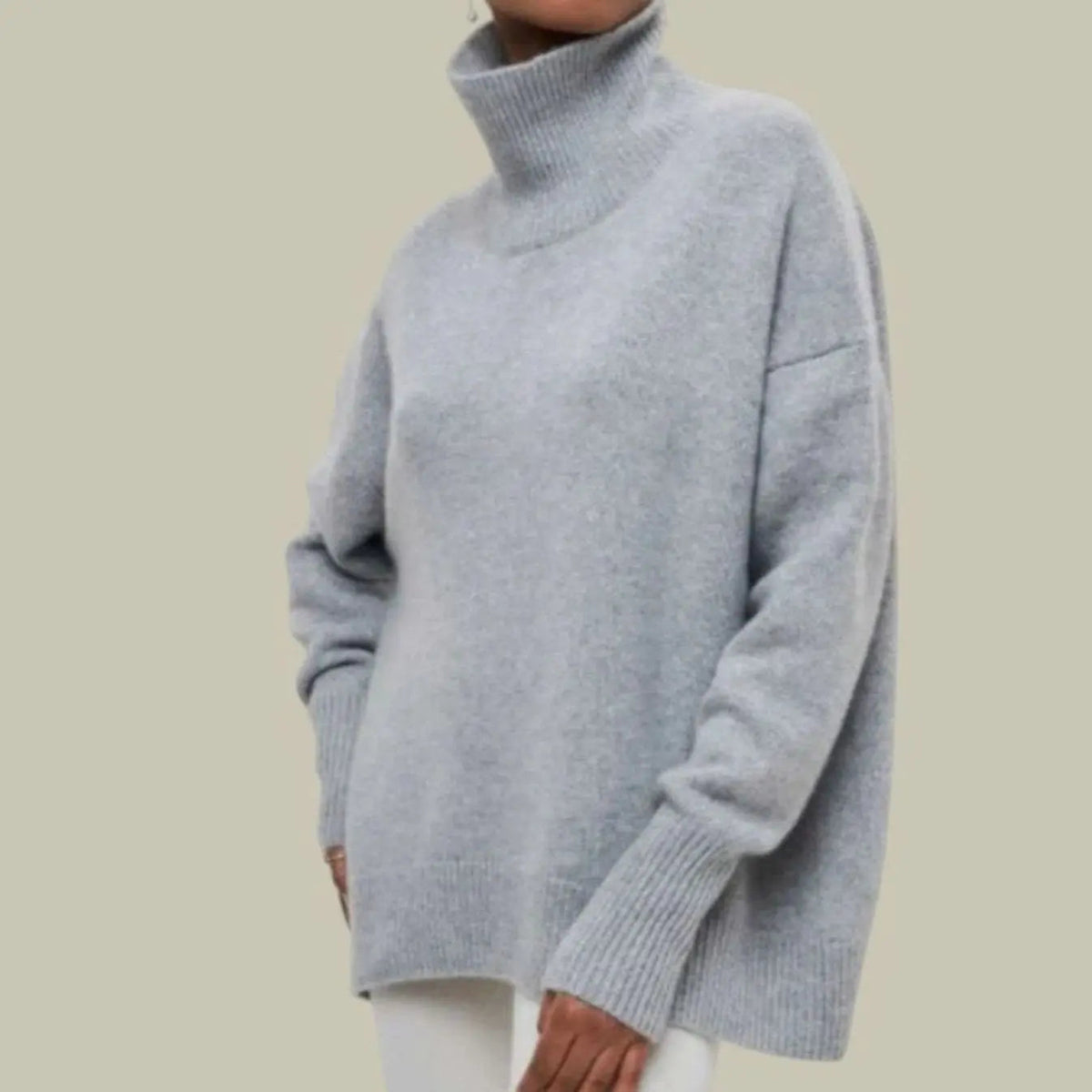 Suéter de invierno extragrande para mujer, corte holgado y cuello alto