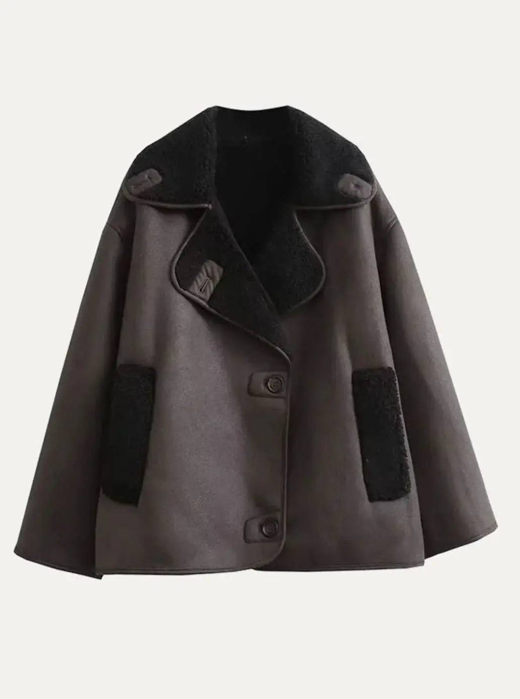 Chaqueta extragrande para mujer, con forro de borreguito y doble botonadura