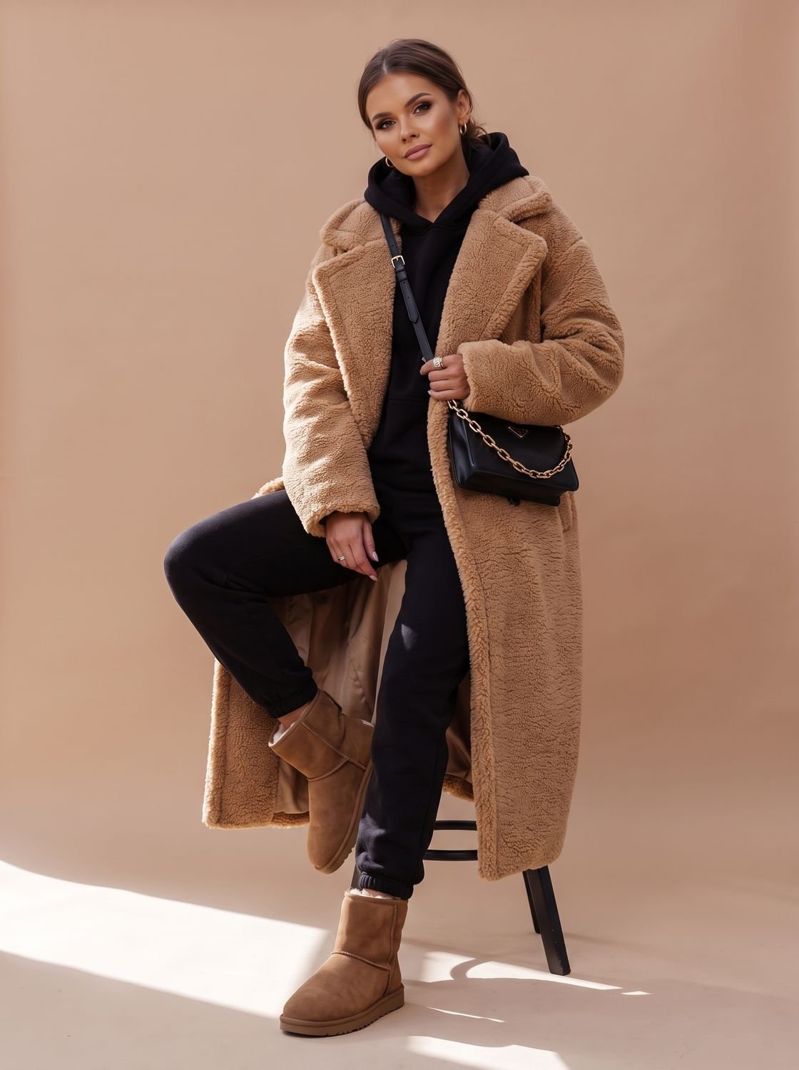 Emily | Abrigo largo de invierno de piel sintética de peluche extragrande para mujer