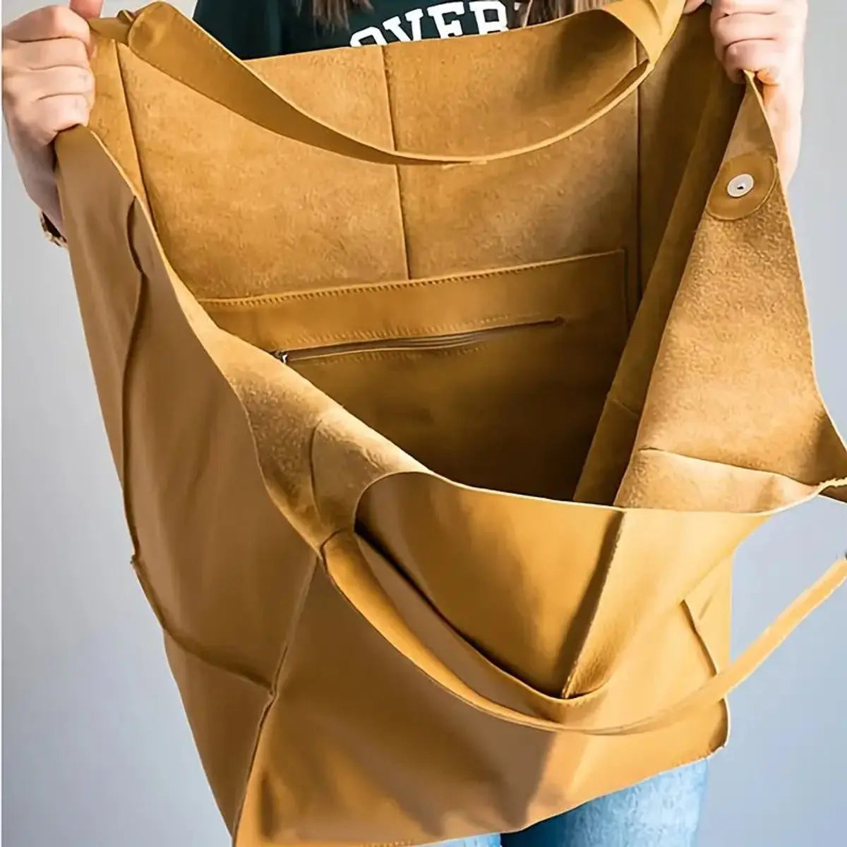 Bolso tote extragrande de piel vegana para mujer, con cierre magnético