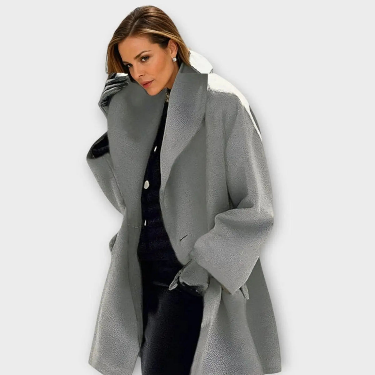 Abrigo de invierno extragrande para mujer, con cuello ancho