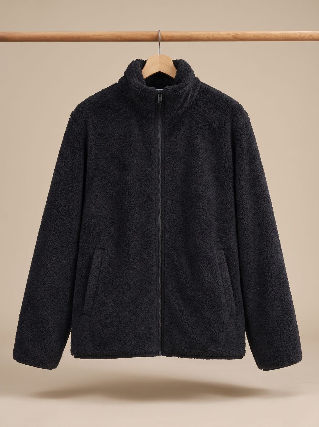 Chaqueta teddy de forro polar afelpado para mujer, cuello alto y cremallera completa