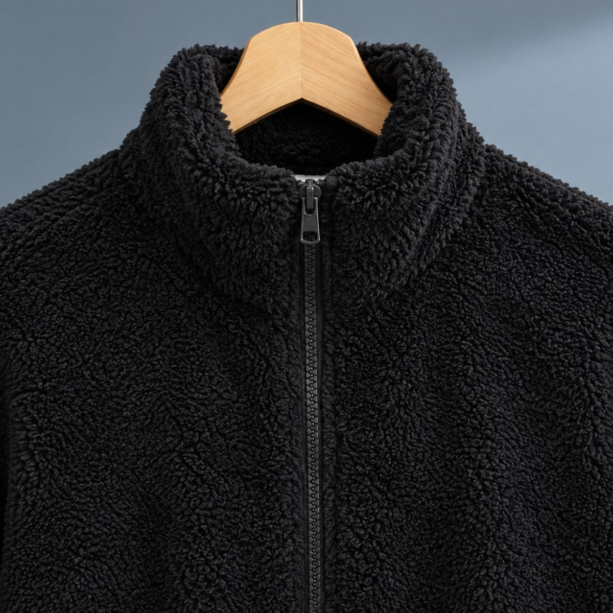 Chaqueta teddy de forro polar afelpado para mujer, cuello alto y cremallera completa