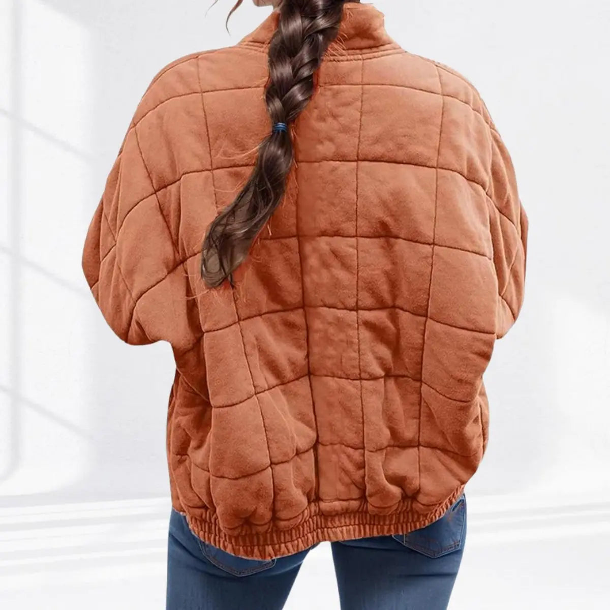 Abrigo acolchado ligero con cremallera y cuello alto, de corte tipo chaqueta, para mujer
