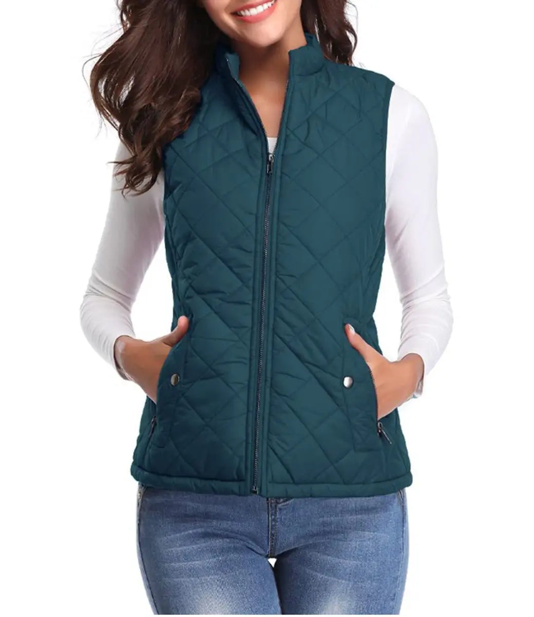 Chaleco acolchado ligero con cremallera para mujer