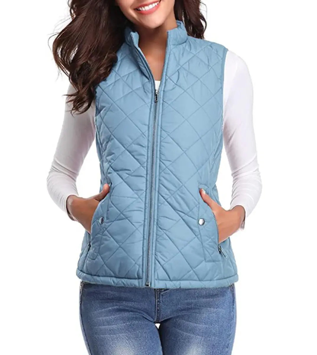 Chaleco acolchado ligero con cremallera para mujer