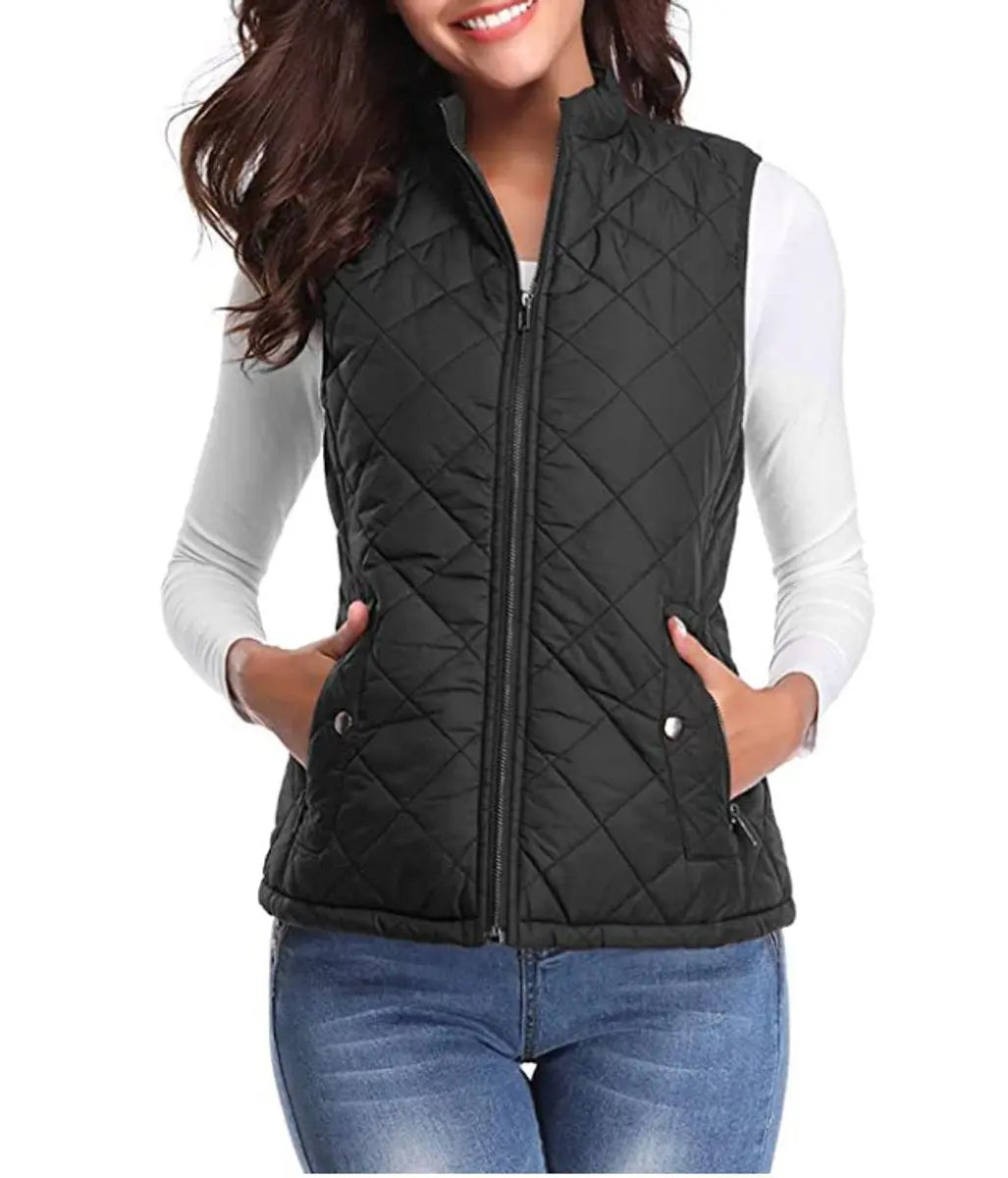 Chaleco acolchado ligero con cremallera para mujer