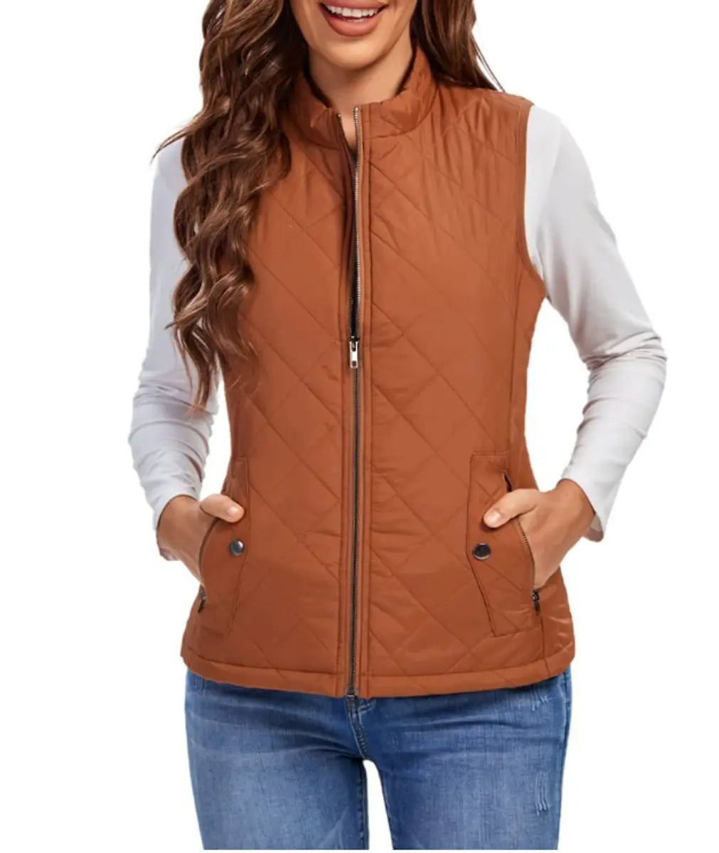 Chaleco acolchado ligero con cremallera para mujer