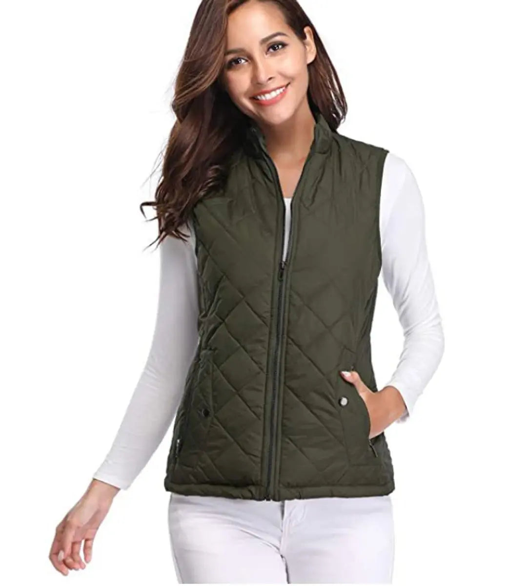 Chaleco acolchado ligero con cremallera para mujer