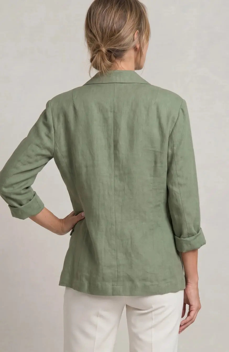 Blazer de lino para mujer, de corte holgado y con un botón, para looks de invitada de boda en otoño
