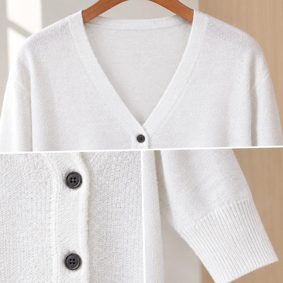 Cárdigan de punto para mujer, de corte holgado, con escote de pico y botones delanteros