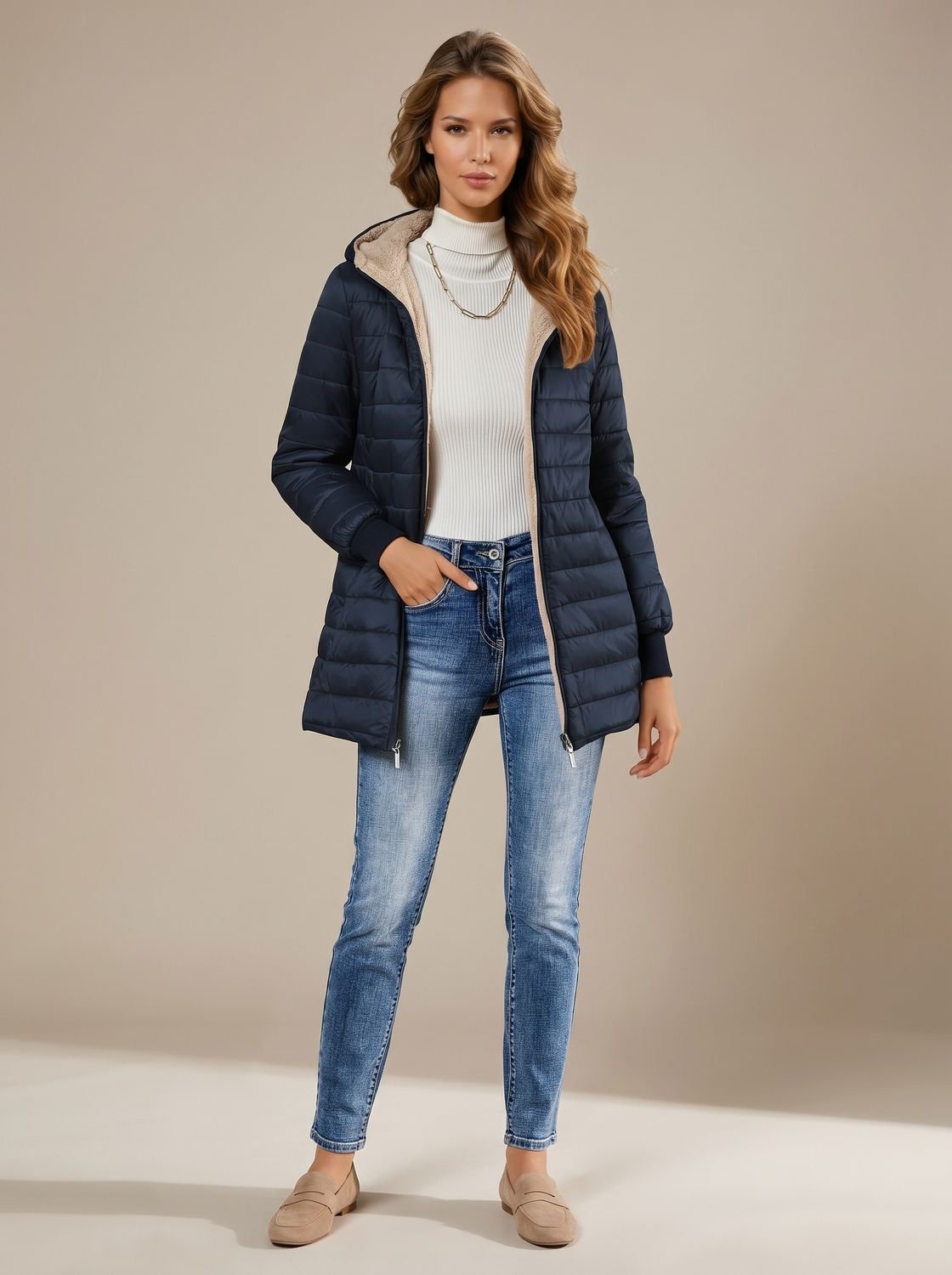 Willow | Abrigo acolchado de invierno para mujer con capucha y forro de borreguito