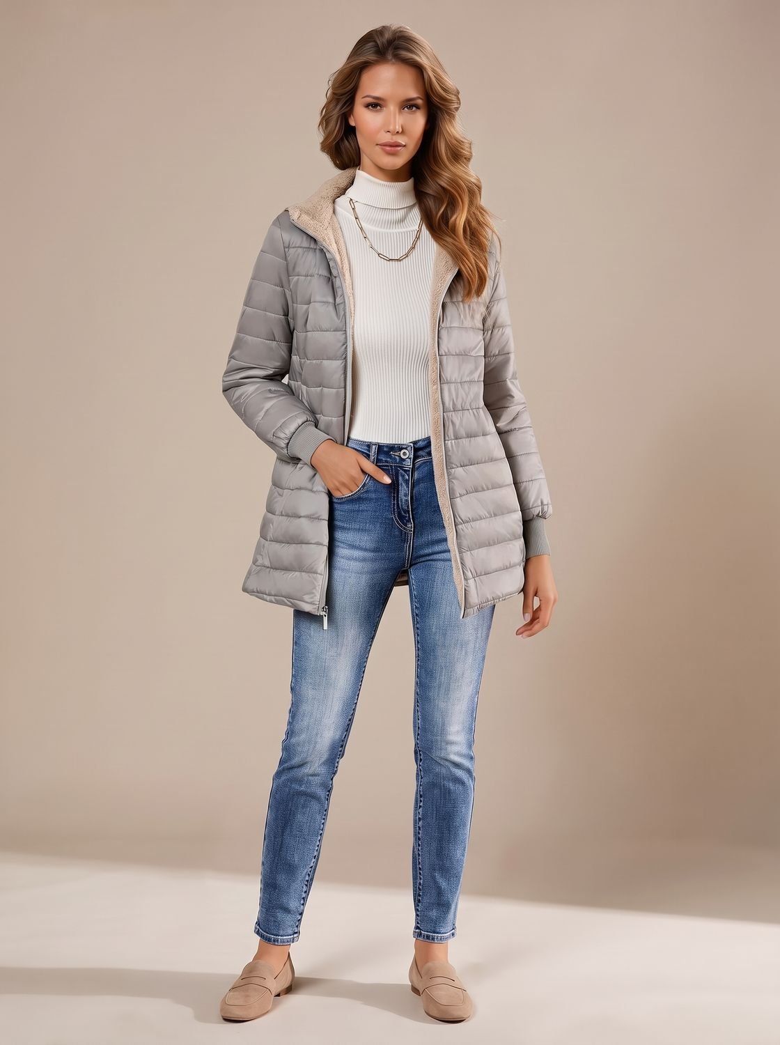Willow | Abrigo acolchado de invierno para mujer con capucha y forro de borreguito