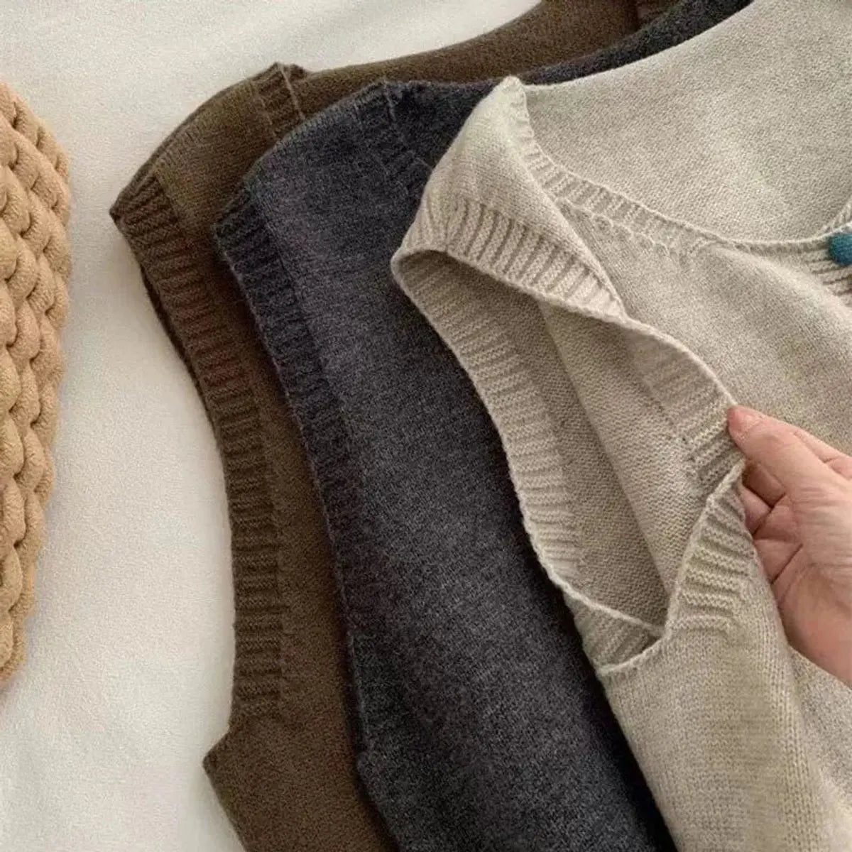 Chaleco cárdigan de punto para mujer, sin mangas y con botones delanteros