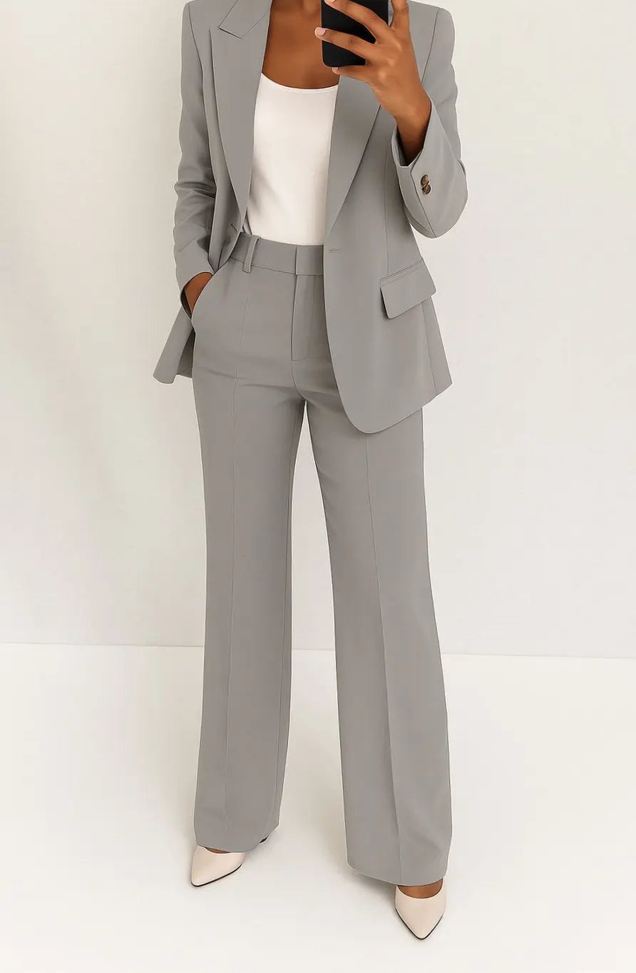 Conjunto de traje entallado para mujer, con blazer y pantalón, estilo clásico de oficina