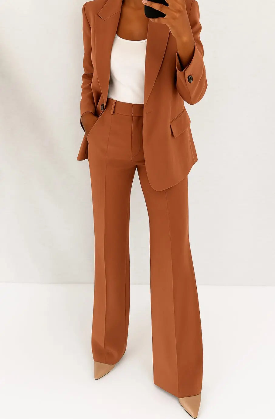 Conjunto de traje entallado para mujer, con blazer y pantalón, estilo clásico de oficina