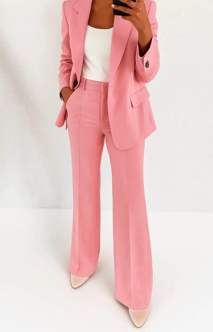 Conjunto de traje entallado para mujer, con blazer y pantalón, estilo clásico de oficina