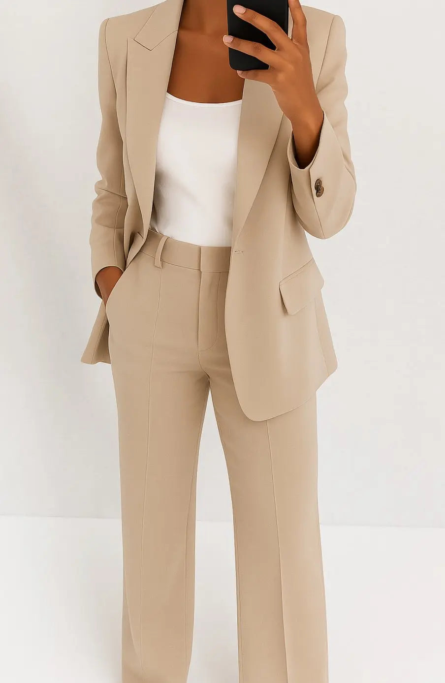 Conjunto de traje entallado para mujer, con blazer y pantalón, estilo clásico de oficina