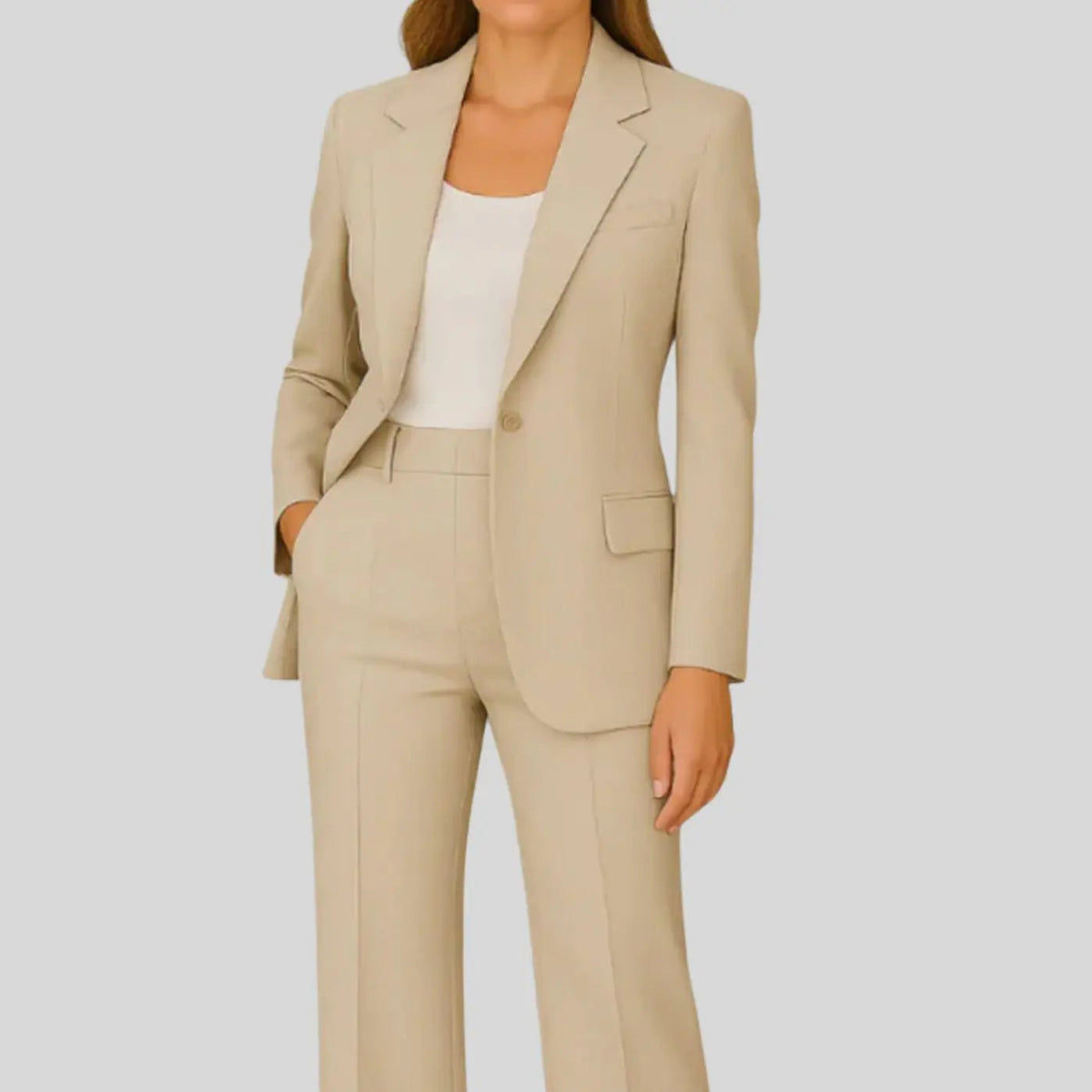 Conjunto de traje entallado para mujer, con blazer de un botón y pantalón
