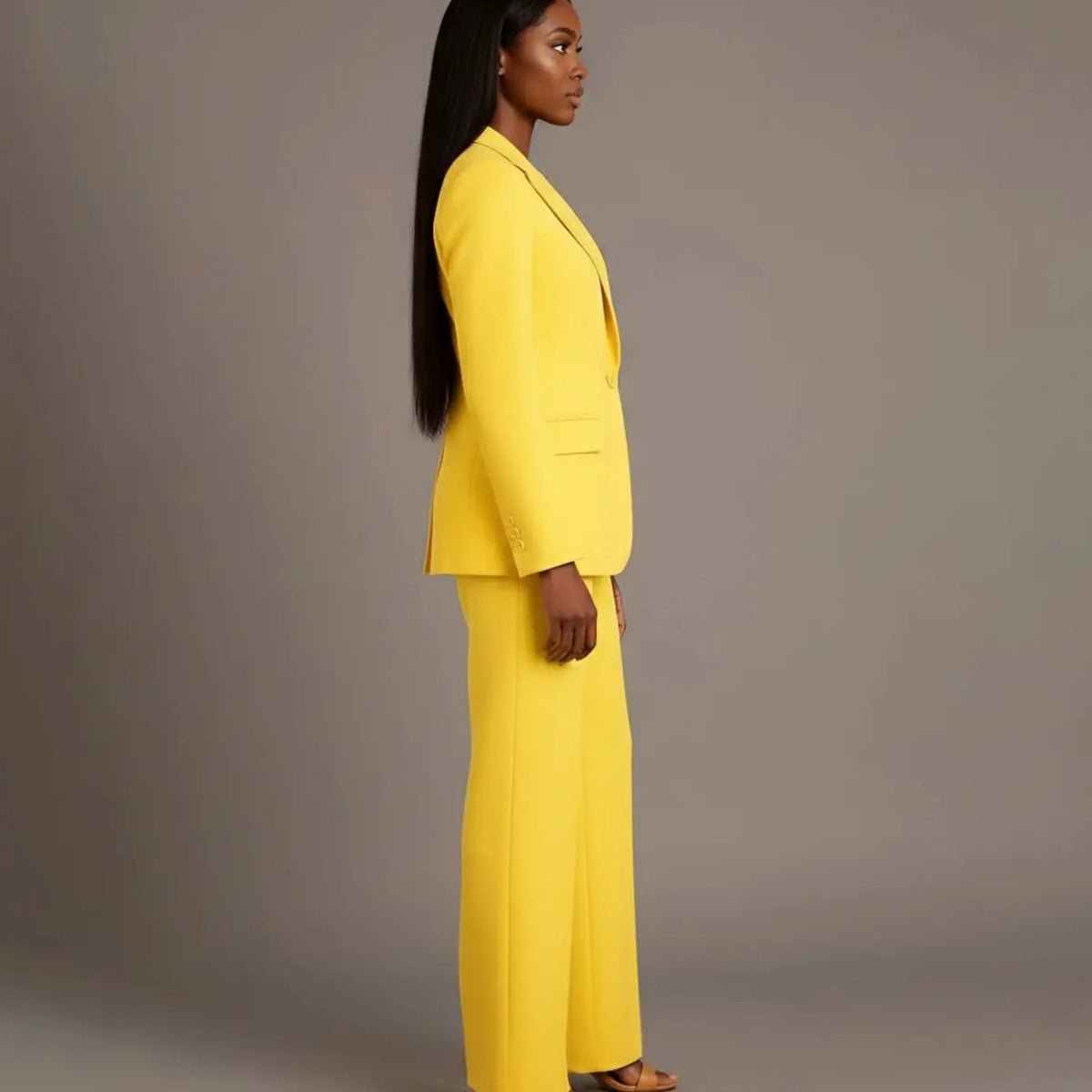 Conjunto de traje entallado para mujer, con blazer de un botón y pantalón