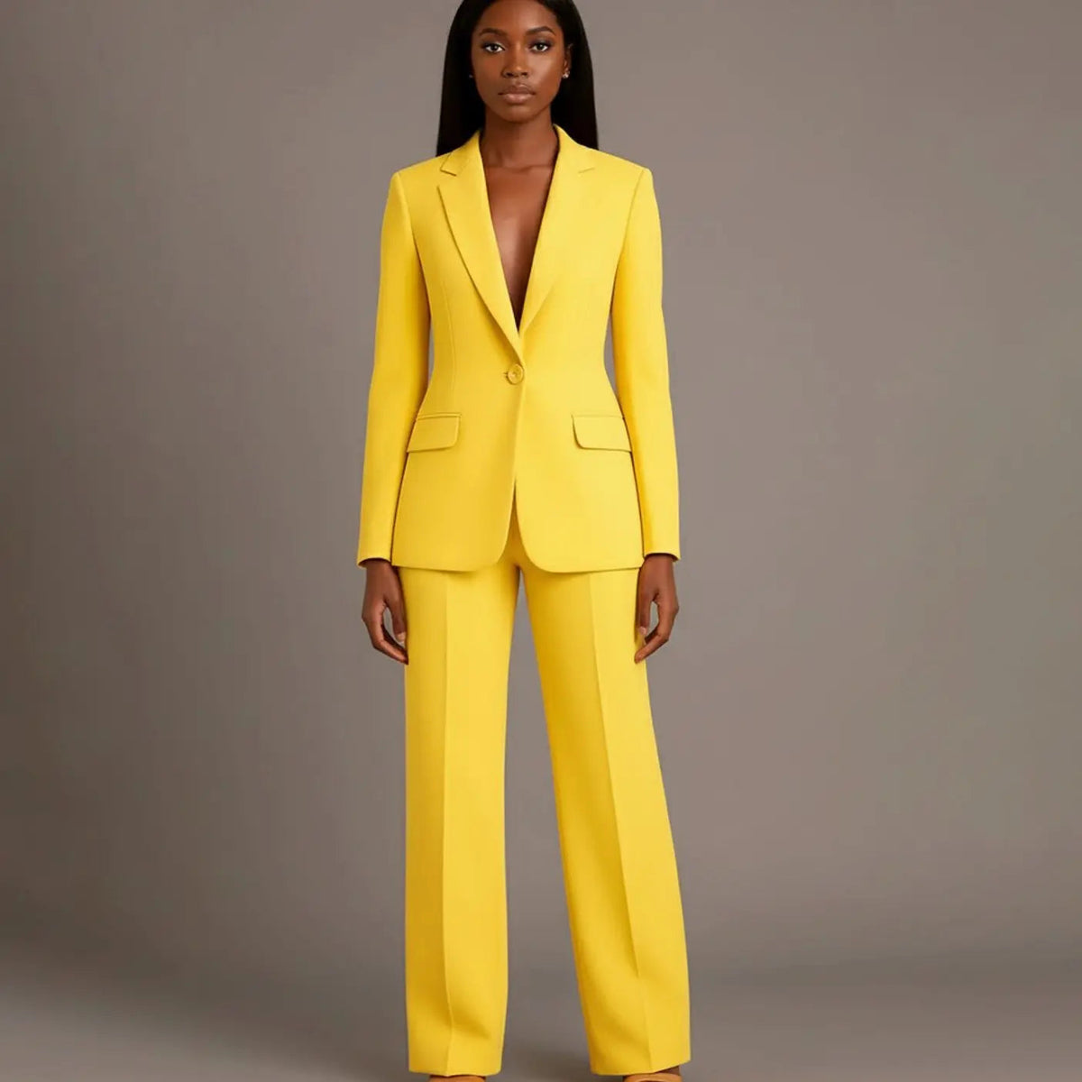 Conjunto de traje entallado para mujer, con blazer de un botón y pantalón