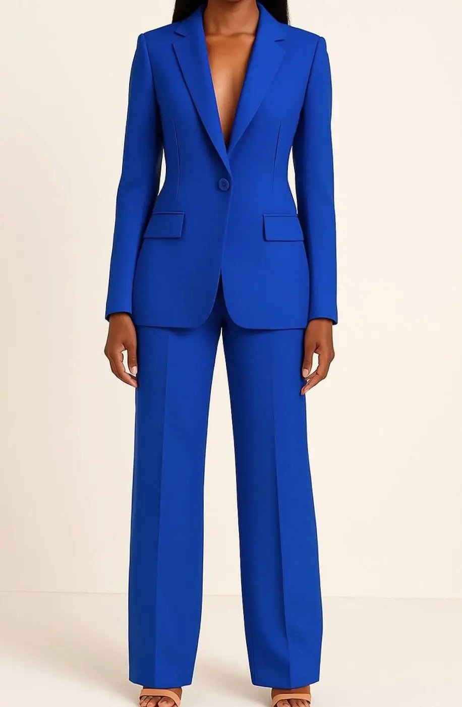 Conjunto de traje entallado para mujer, con blazer de un botón y pantalón