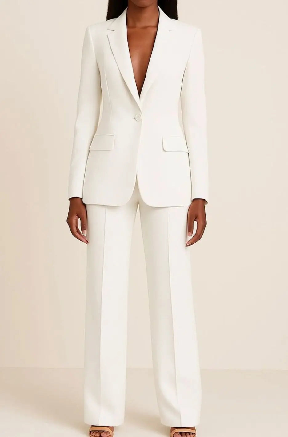 Conjunto de traje entallado para mujer, con blazer de un botón y pantalón