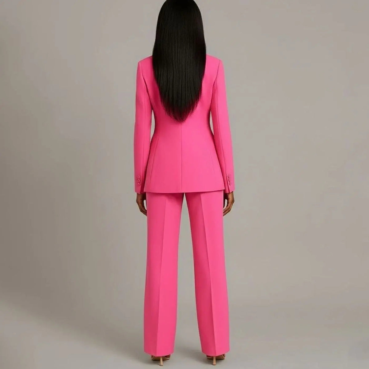 Conjunto de traje entallado para mujer, con blazer de un botón y pantalón