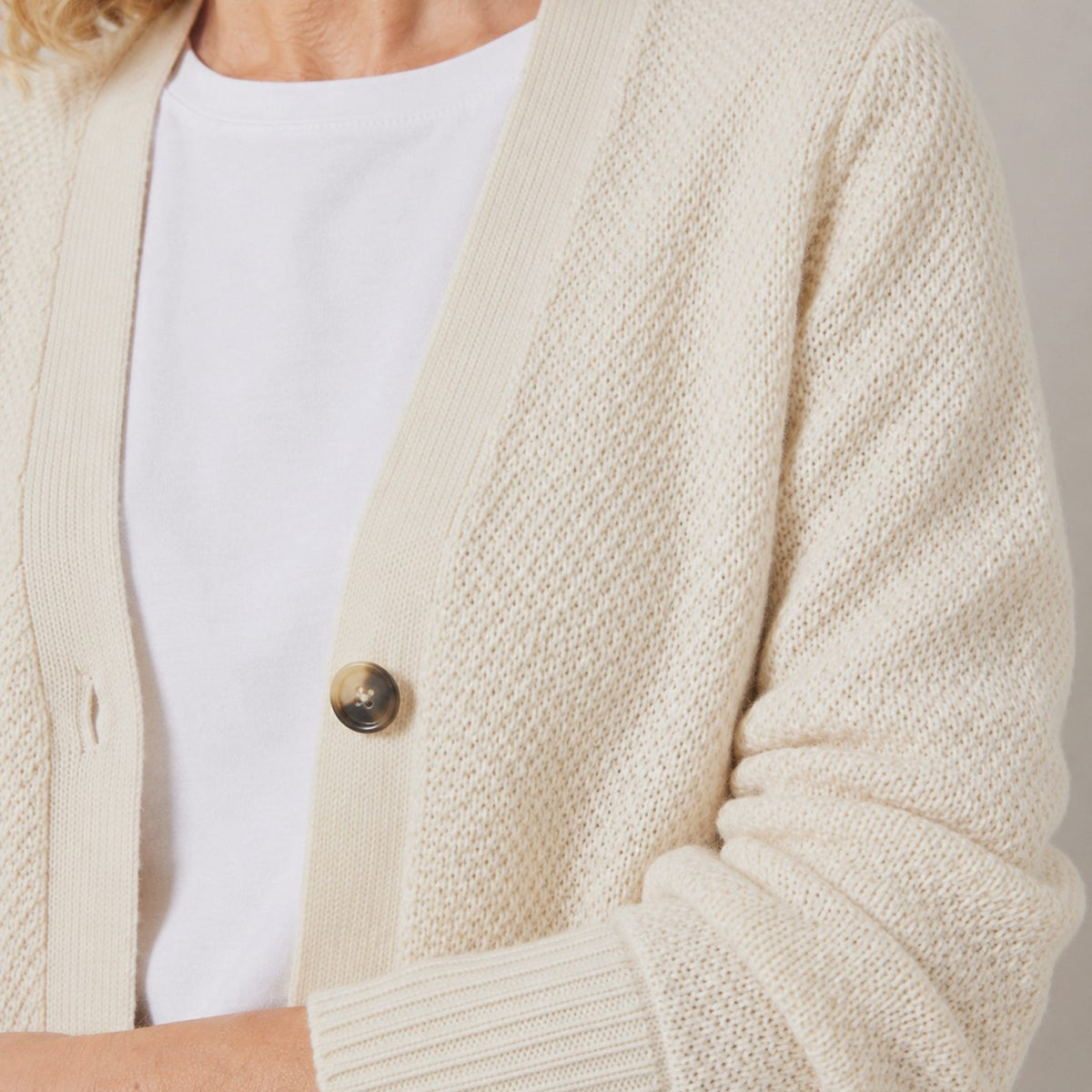 Cárdigan de punto para mujer con escote en V y botones delanteros