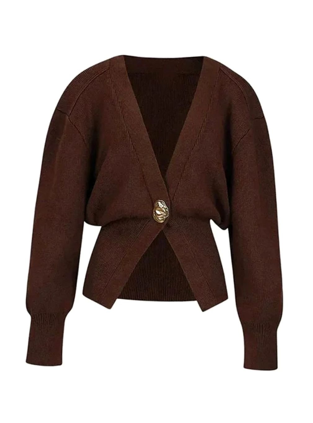 Cárdigan de punto para mujer con escote en V y botones dorados