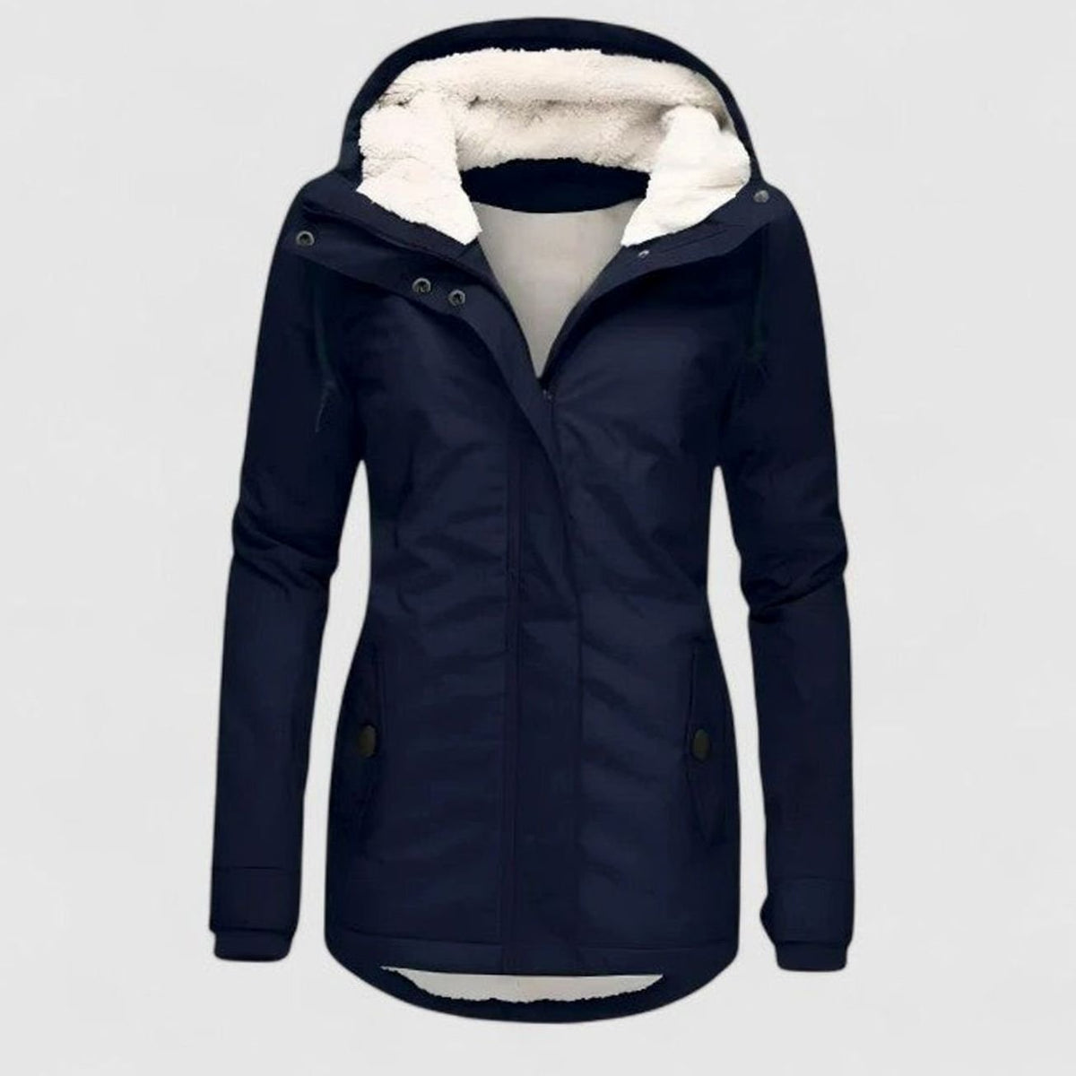 Abrigo de invierno impermeable con capucha y forro polar para mujer