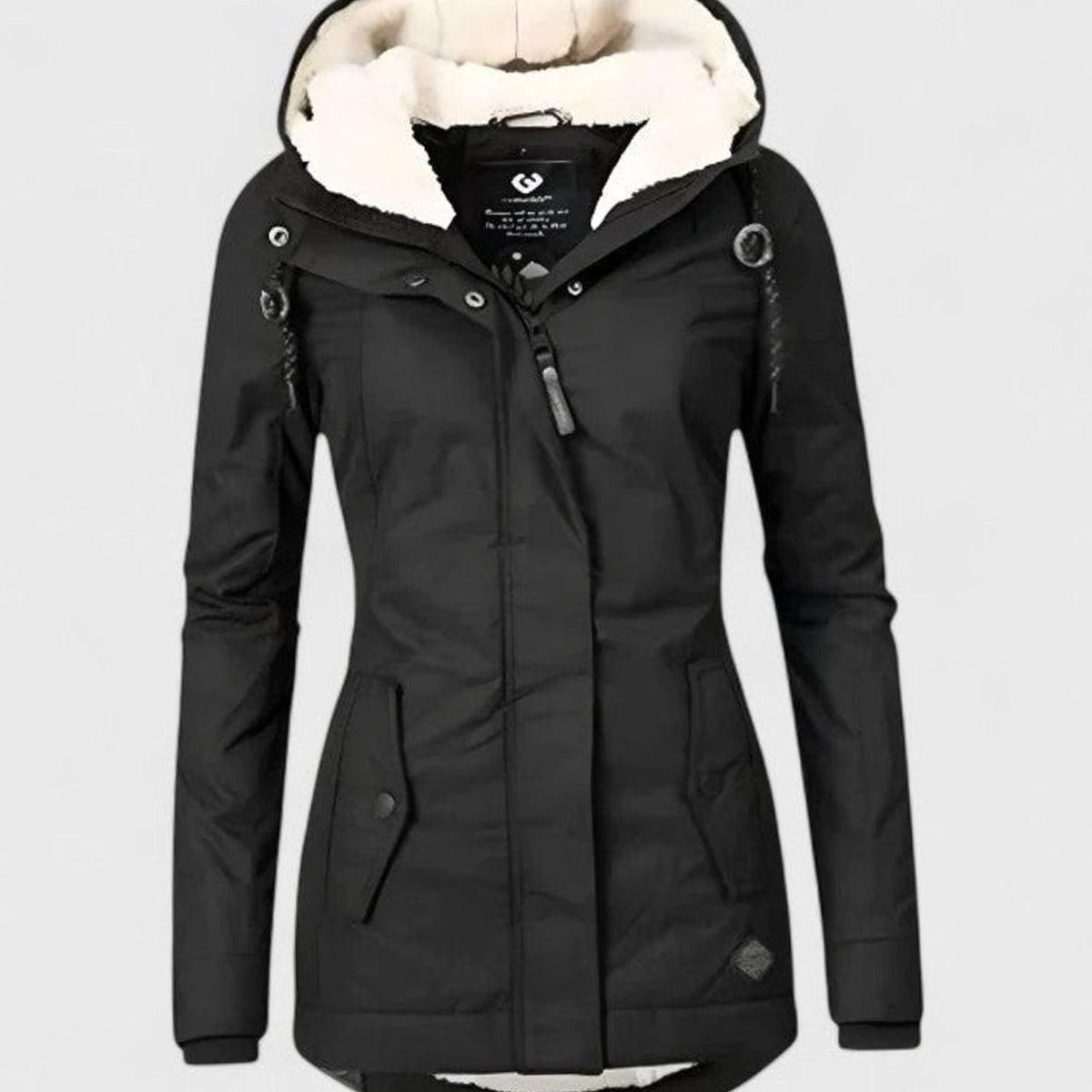 Abrigo de invierno impermeable con capucha y forro polar para mujer
