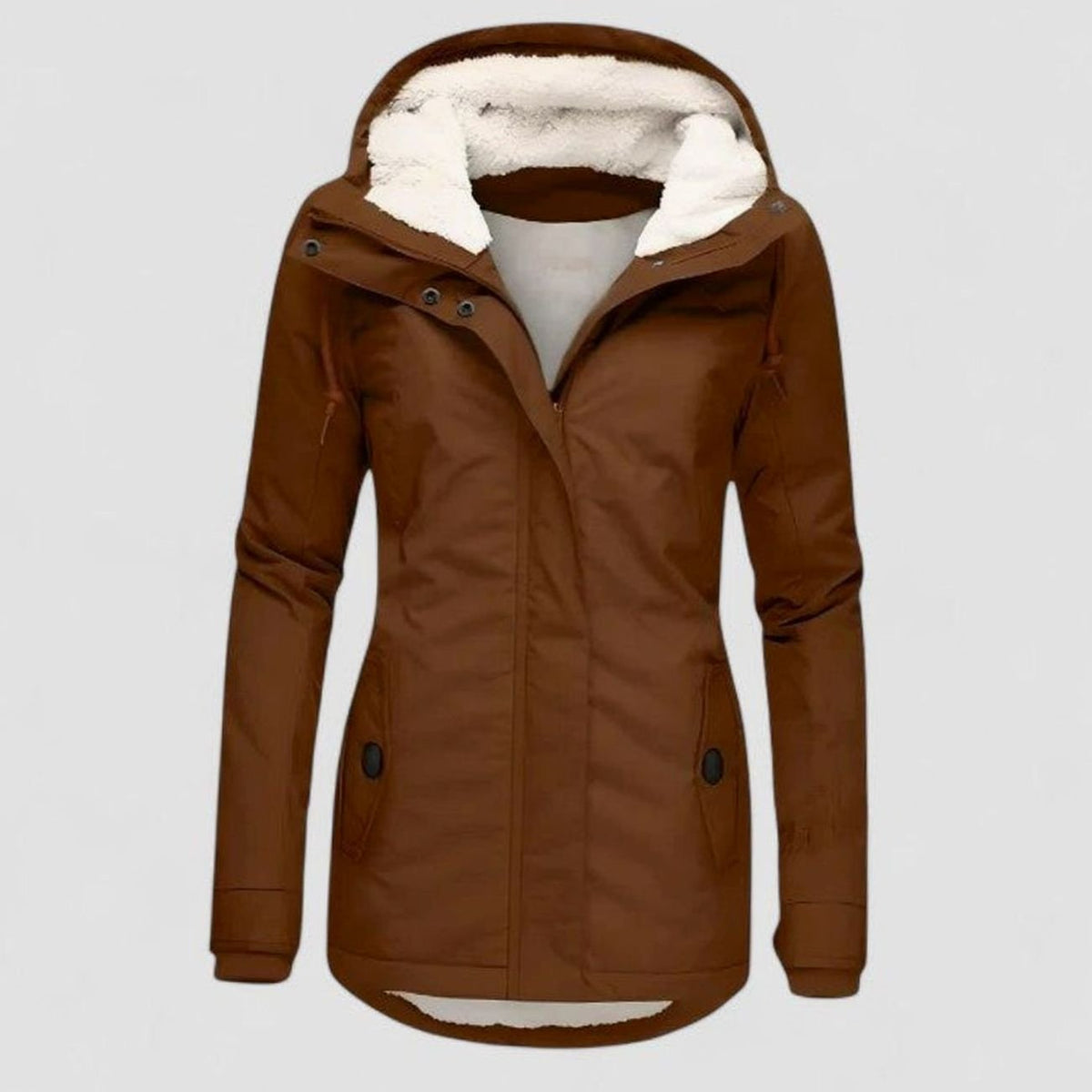 Abrigo de invierno impermeable con capucha y forro polar para mujer