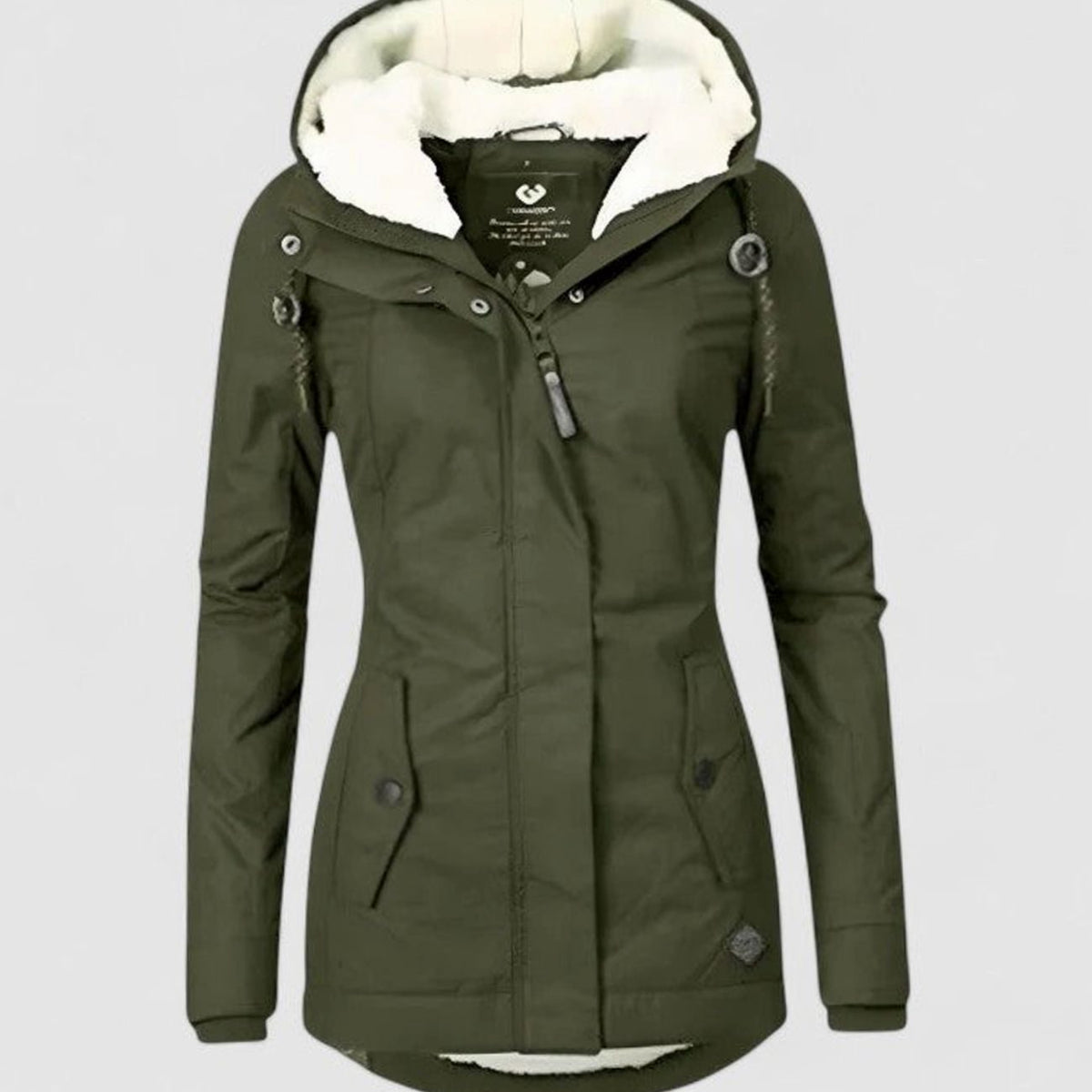Abrigo de invierno impermeable con capucha y forro polar para mujer