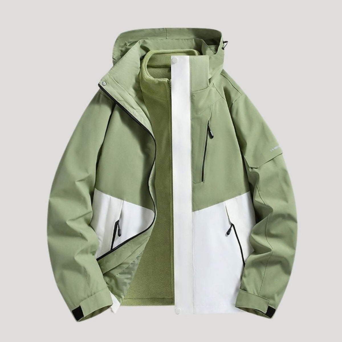 Chaqueta de invierno impermeable con capucha para mujer, de corte relajado y cuello forrado de polar
