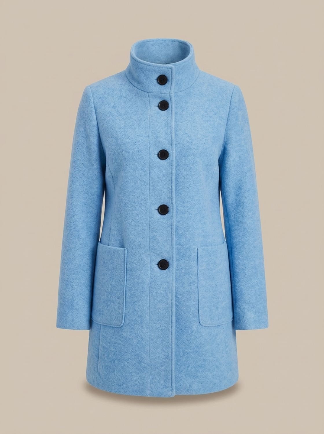 Freya | Gabardina de mezcla de lana para mujer, de cuello alto, con botones delanteros y corte largo