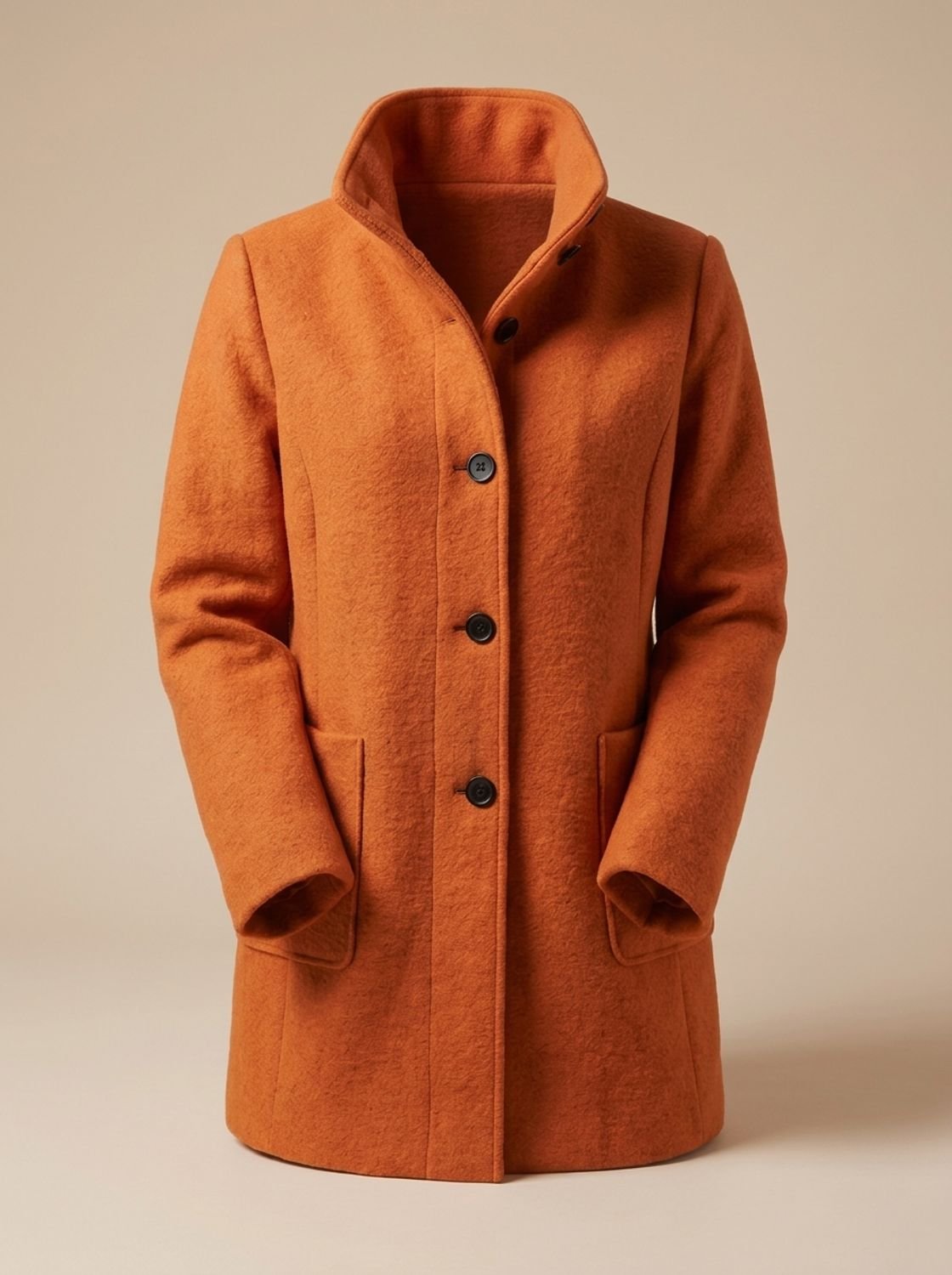 Freya | Gabardina de mezcla de lana para mujer, de cuello alto, con botones delanteros y corte largo