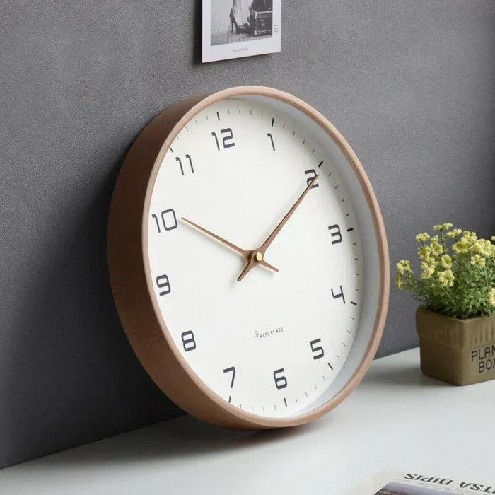 Reloj de pared cuadrado nórdico de madera maciza y silencioso