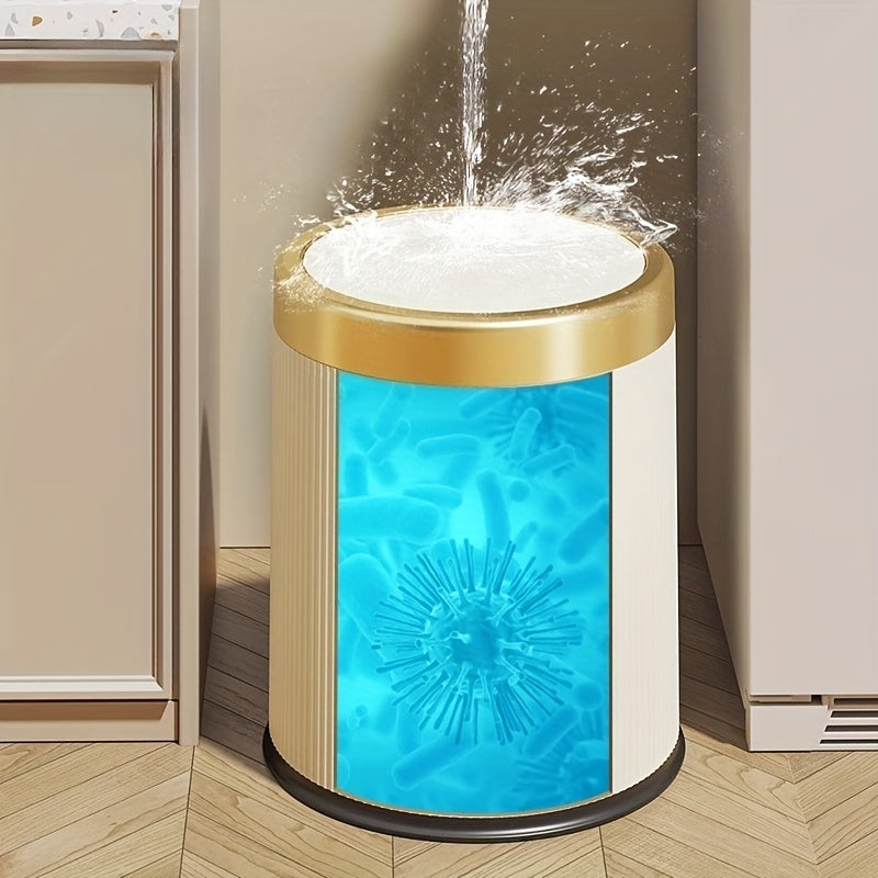 Papelera ovalada elegante con acabado de pintura en polvo, tapa a presión y doble cubo interior